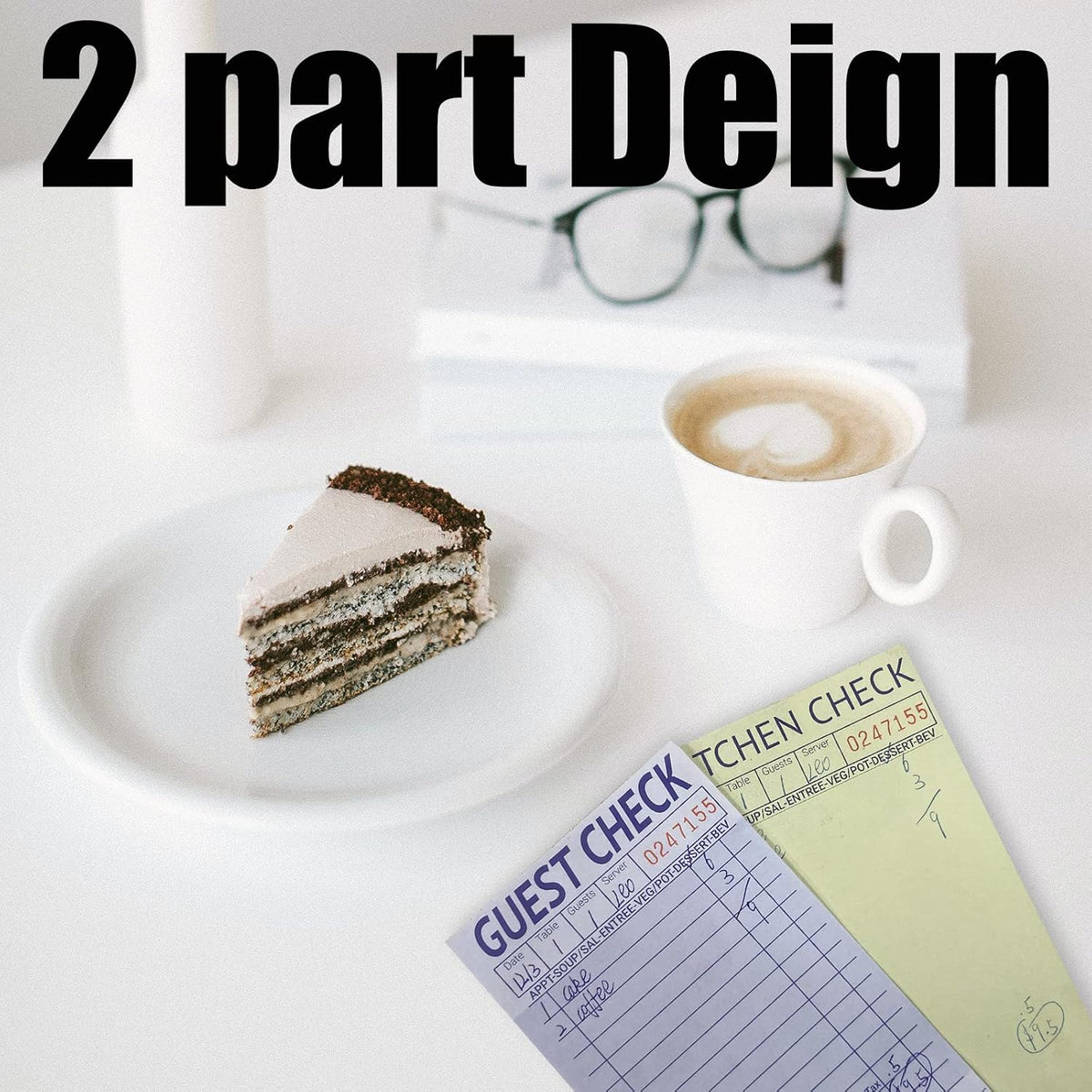 24 Books Guest Checks Server Note Pads, 2-Part Carbonless