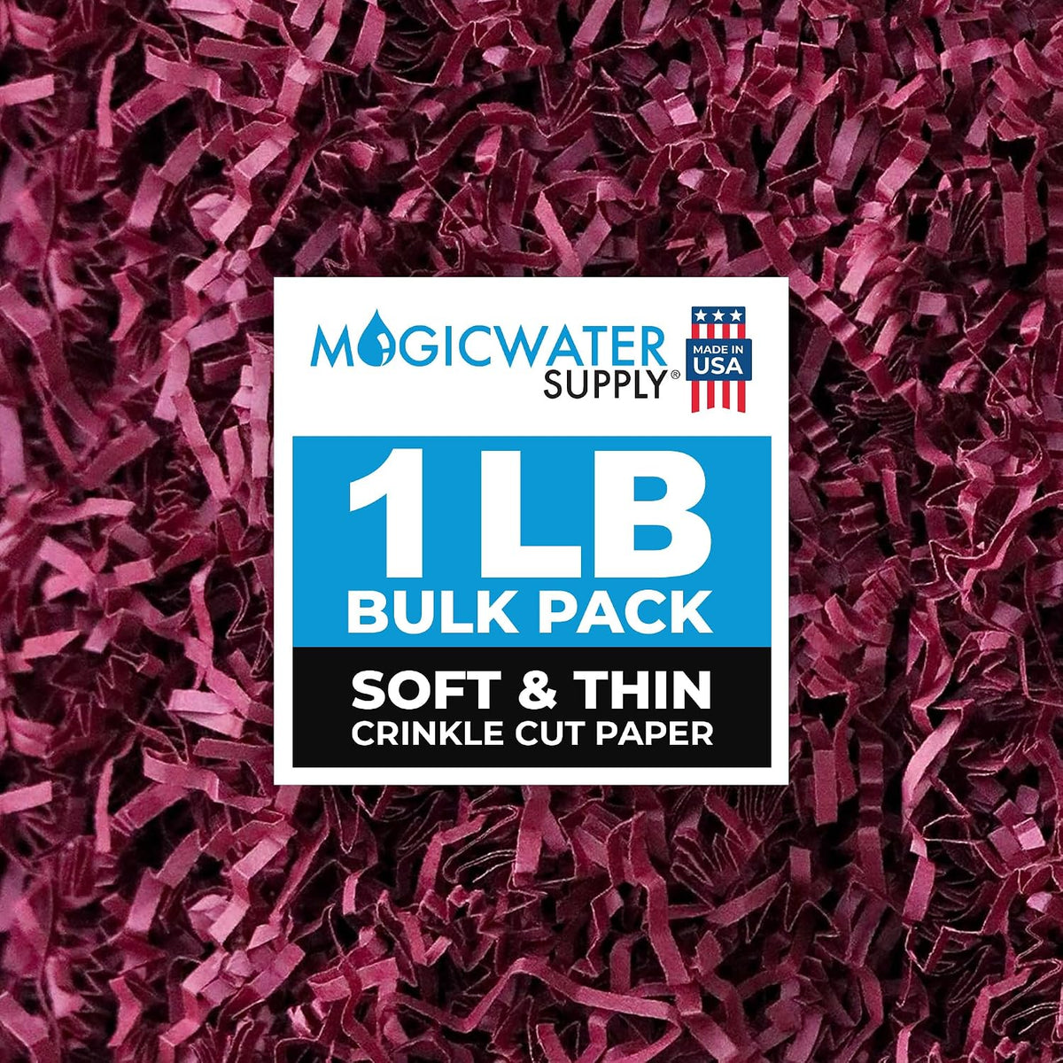 MagicWater Crinkle Cut Paper - Soft and Thin - 1 LB - Burgundy
