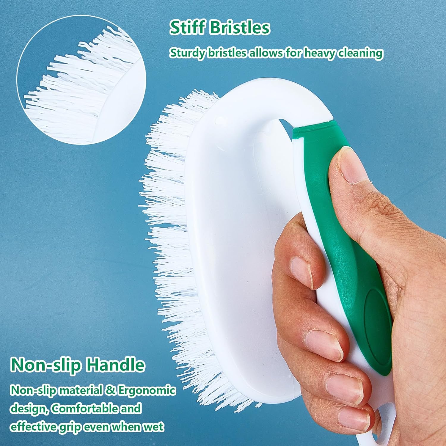 Scrub Brush Set, 4 Pack Deep Cleaning Brush Kit - 2 Scrub Brush, 2 Tile & Grout Brush with Built-in Scraper