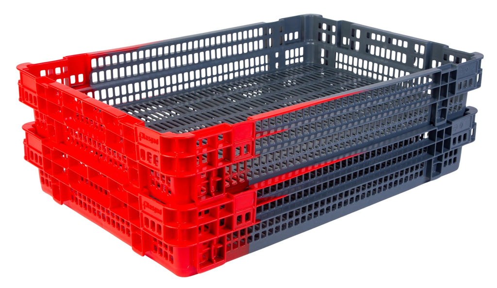 Hudson Exchange 23.5 x 15.75 x 4" (4.9 Gallon, 5 Pack) Agricultural Nest and Stack Vented Crate Handled Storage