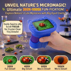 Kids Microscope, 1000X Handheld Digital Pocket Microscope with 2.4" IPS Screen & 8 LEDs, Rechargeable STEM