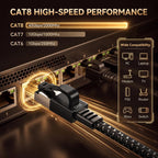Cat 8 Ethernet Cable, 50ft 40Gbps 2000MHz RJ45 LAN Cable | Nylon Braided High Speed Internet Cable, Heavy Duty