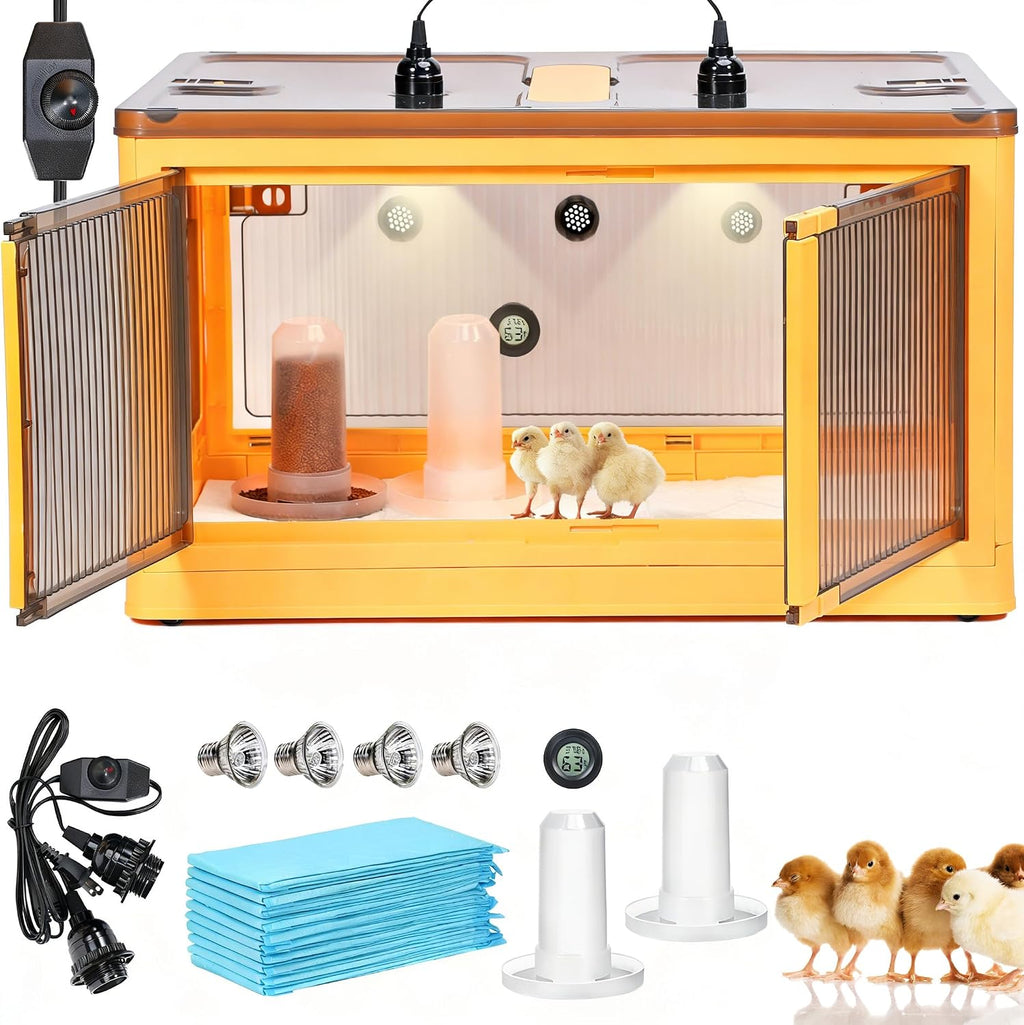 115L Chicken Brooder Box for Chicks Kit with Heater Chicks Warmer Brooder Plate Ducks Tent Pen Thermometer for 30