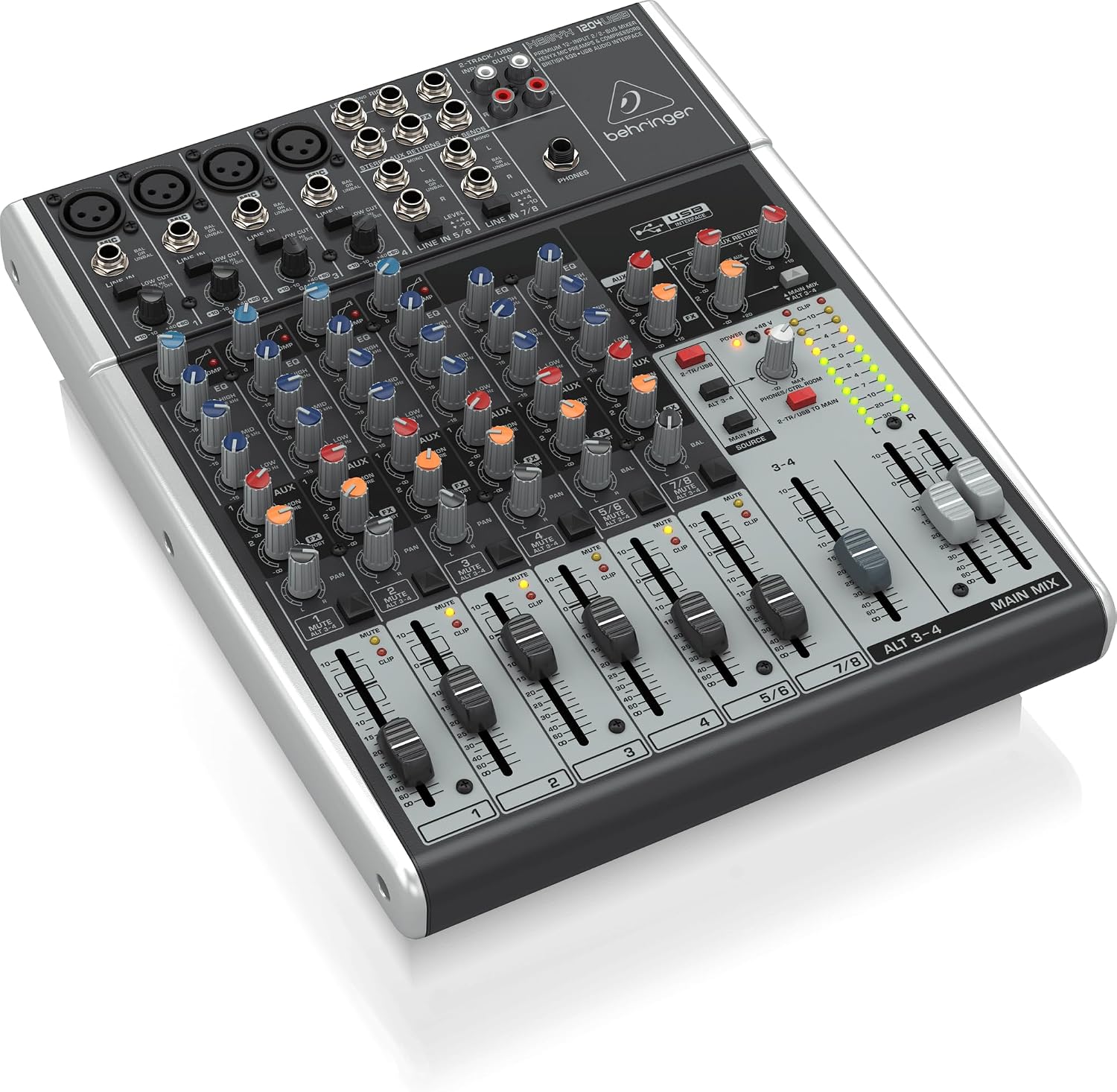 XENYX 1204USB Premium 12-Input 2/2-Bus Mixer with XENYX Mic Preamps and Compressors, British EQ and USB/Audio