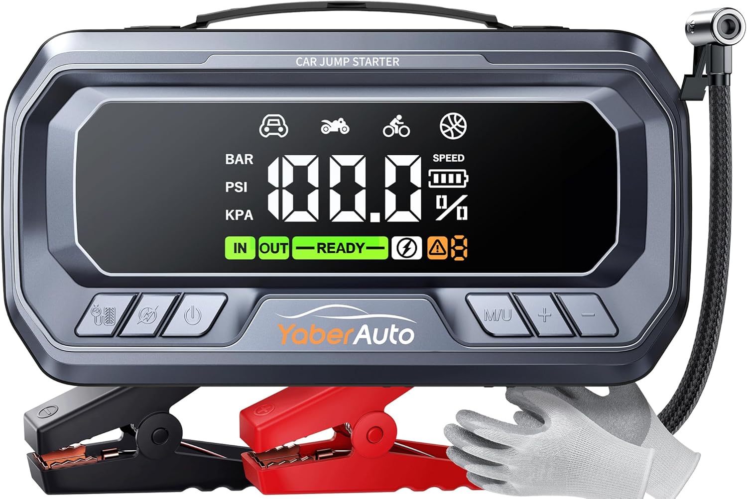 12-in-1 Jump Starter with Air Compressor 8000A 160PSI 65W Charging, Portable Car Battery Jump Starter (All Gas/14L