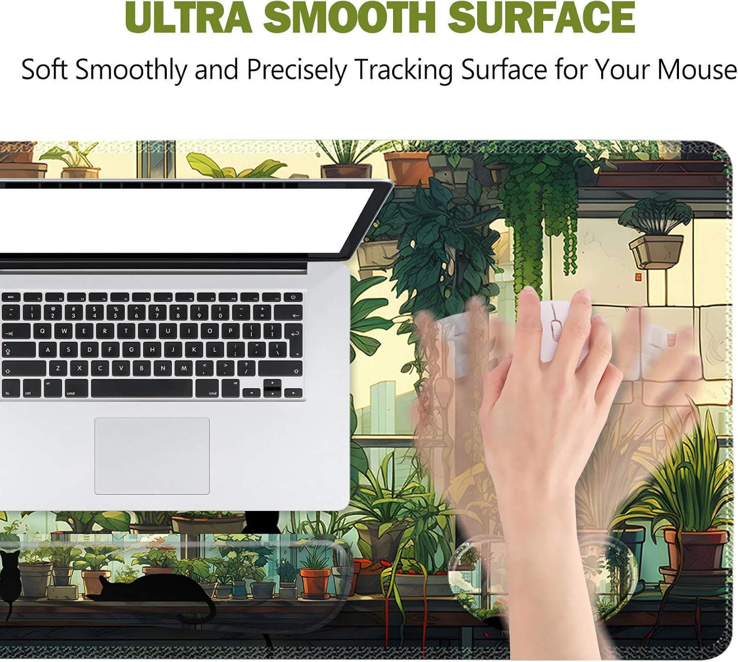 Extended Gaming Mouse Pad, Memory Foam Keyboard Mouse Wrist Rest Set | Large Desk Mat with Stitched Edges, Non-Slip