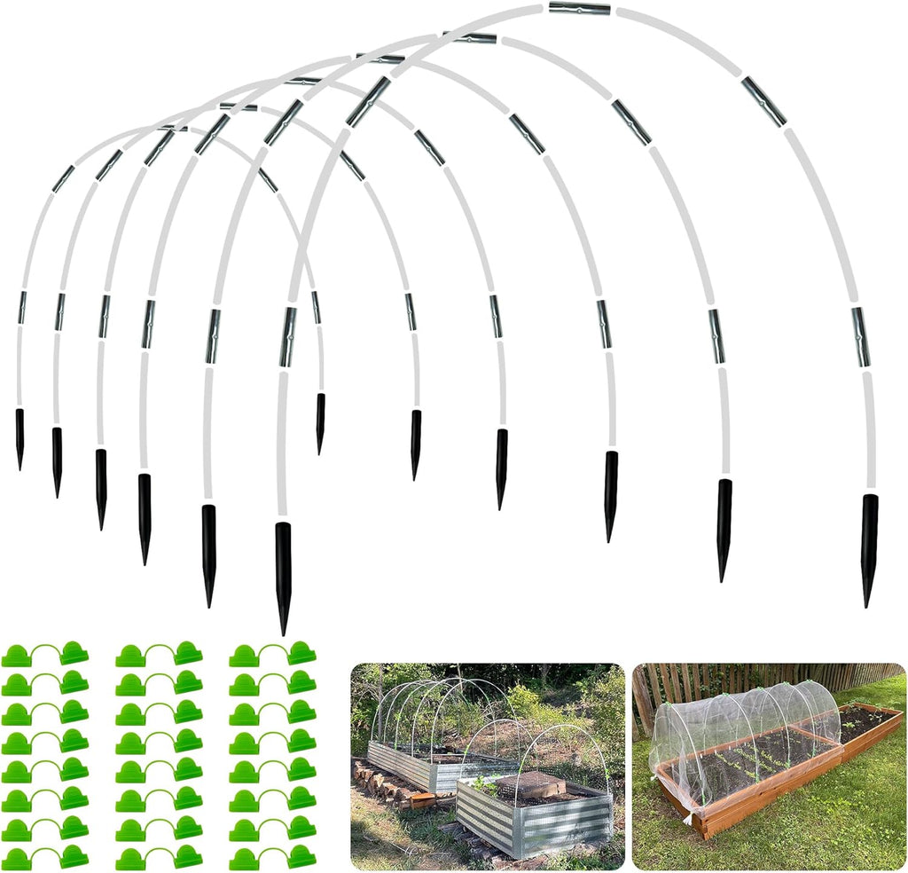 8FT Garden Hoops Grow Tunnel Kit - Rust-Free Fiberglass Frame for Raised Beds, 36pcs - DIY Plant Support for Garden