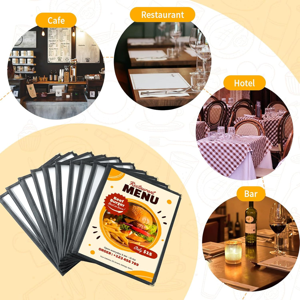 Transparent Restaurant Menu Covers 8.5 x 11 | Restaurant Recipe Menu Covers Transparent Restaurant Menu Covers for