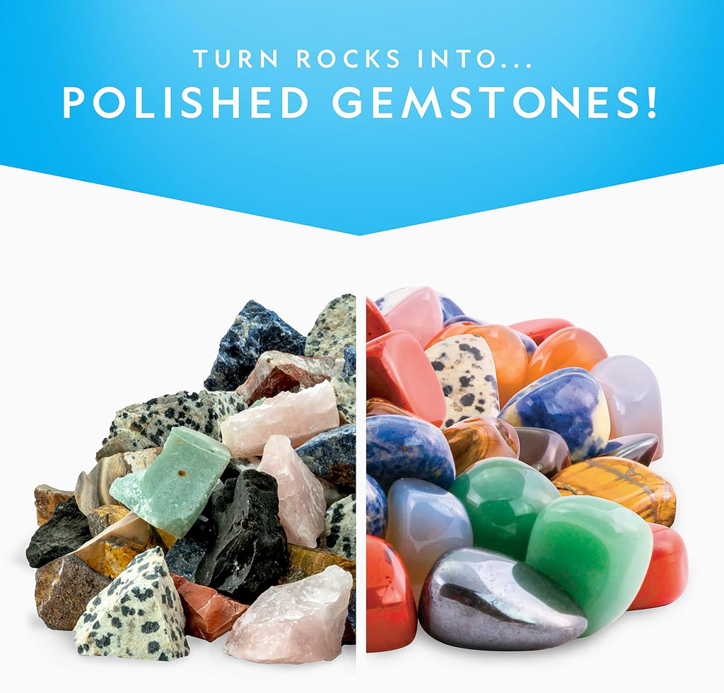 National Geographic Rock Tumbler Refill Kit with 5 Lbs. Rough Rocks | 5 Lbs. Rough Rocks and Gemstones, 4-Stage Grit