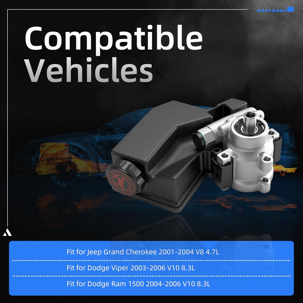 Power Steering Pump, 20-62608, for Jeep Grand Cherokee 01-04 4.7L