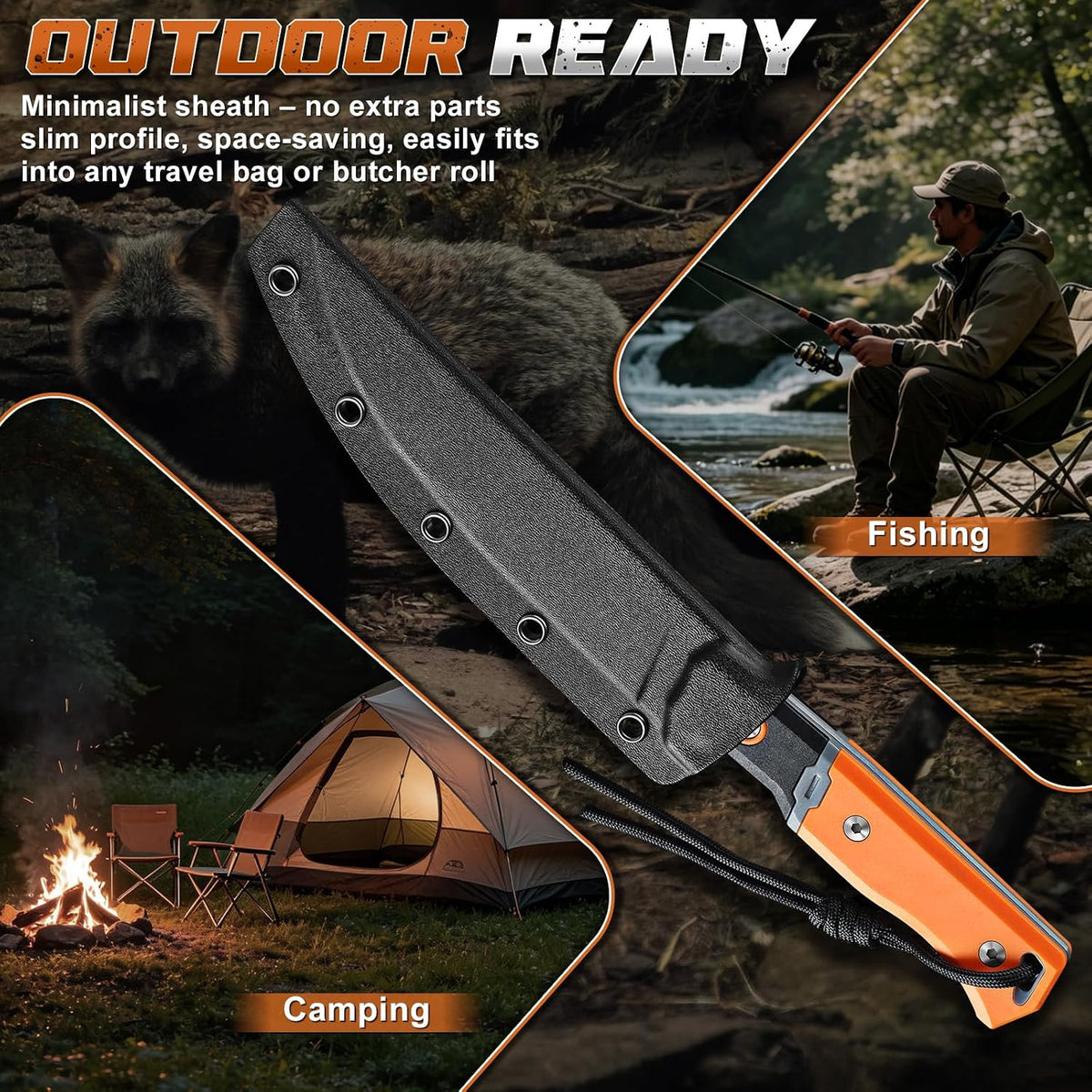 Outdoor Knife for Boning - Trailing Point Boning Knife Orange