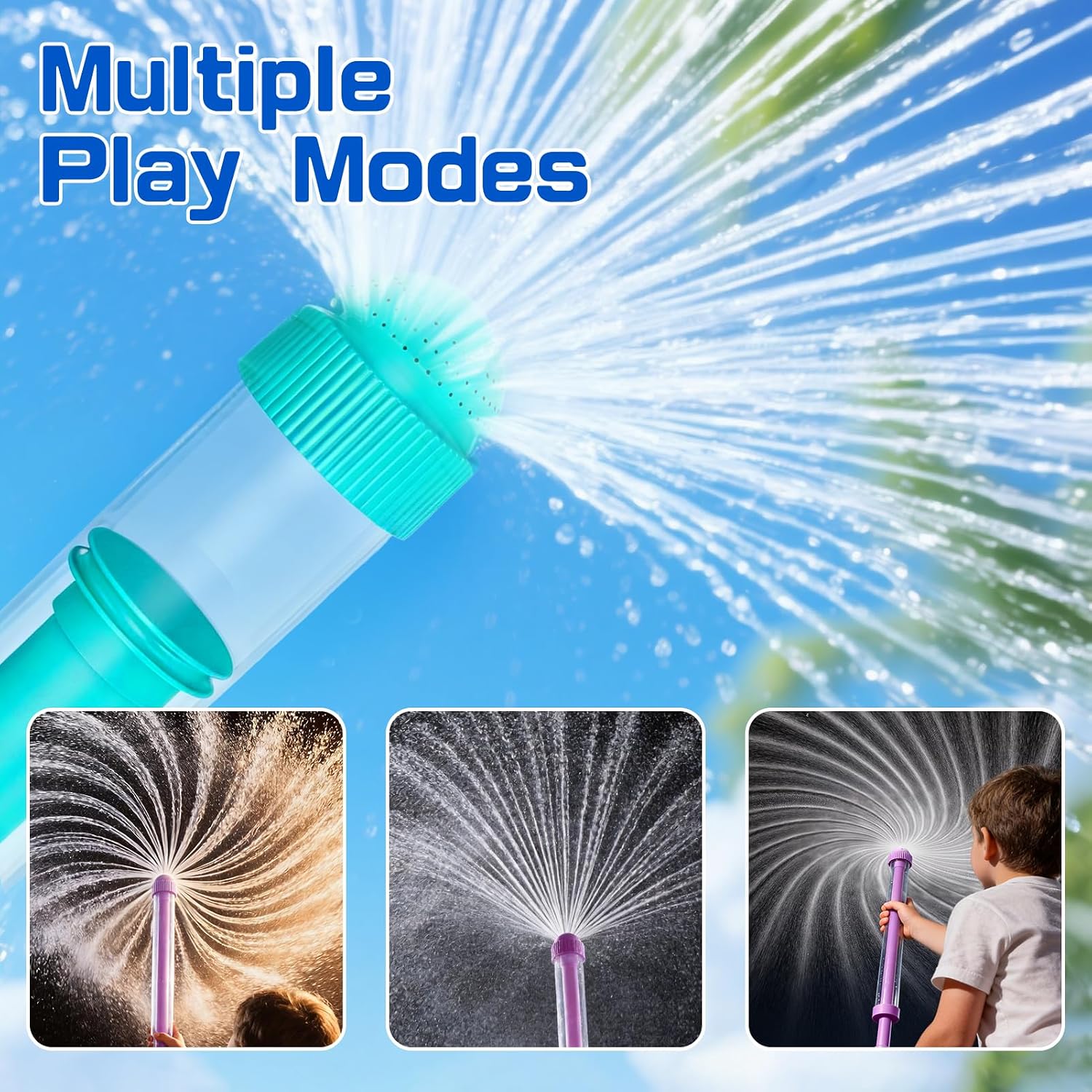 Water Spray Gun Fireworks 4 Pack, Firework Pattern Squirt Water Blaster with Pull Pump Action, Summer Pool Beach