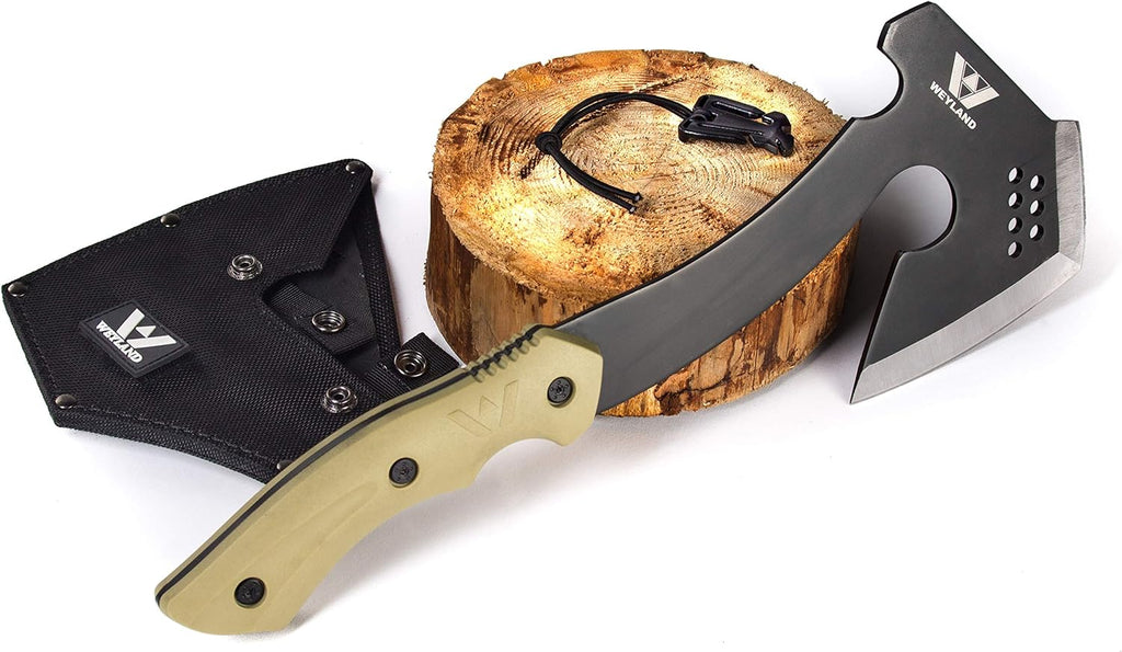 Bushcraft Hatchet - Full Tang Camping Axe with MOLLE Sheath | Split Kindling • Process Firewood • Shelter Building •