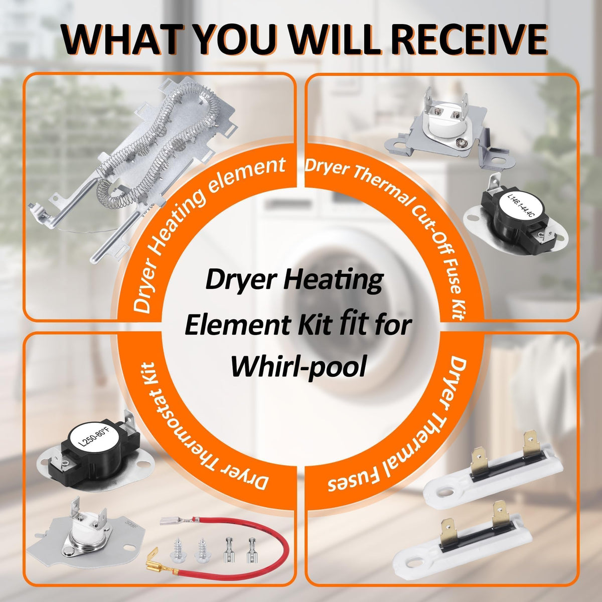 WED9400VE0 WED75HEFW0 Dryer Heating Element Kit Fit for Whirl-pool Duet