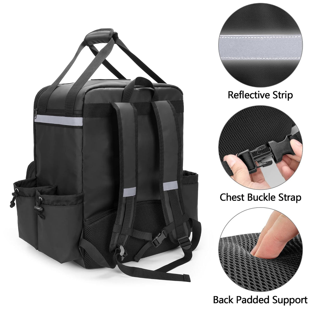 Expandable Food Delivery Backpack with 4 Cups Holder