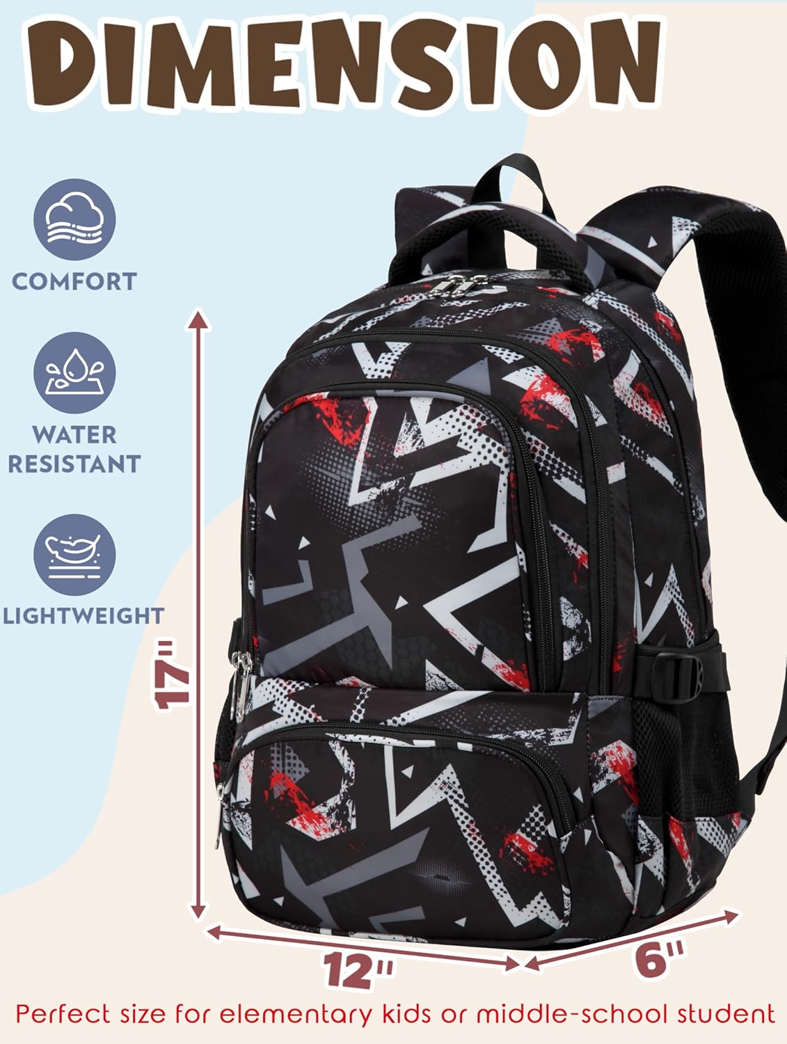 Kids Backpacks for Boys Girls 17 Inch Elementary Primary Middle School Bookbags with Laptop Compartment Back to