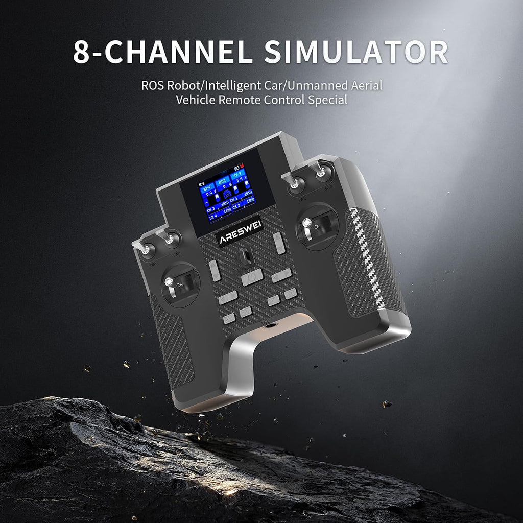ARESWEI HT-8A 8CH 2.4GHz RC Radio for RC Car Drone Boat | FHSS anti-jamming, 1.7" color screen RSSI telemetry