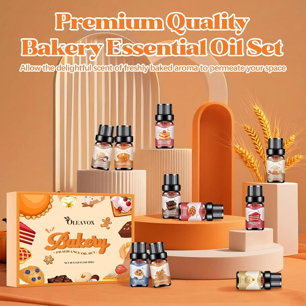 Bakery Essential Oils Set, Fragrance Oil for Diffuser | Fall Candle Scents for Candle & Soap Making, Pumpkin Pie