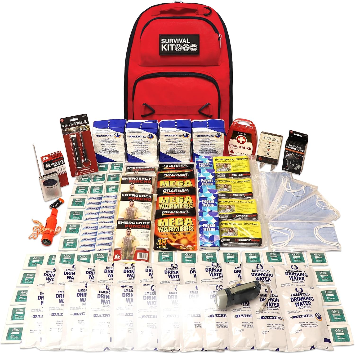 1-4 Person, 72 Hour Prepared Survival Kit for Disaster Preparedness | First Aid, Preparedness Tools, Food & Water