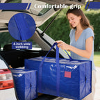 6 Pack Moving Bags with Full-Open Side Zipper, Extra Large 93L Heavy Duty Waterproof Foldable Storage Totes for