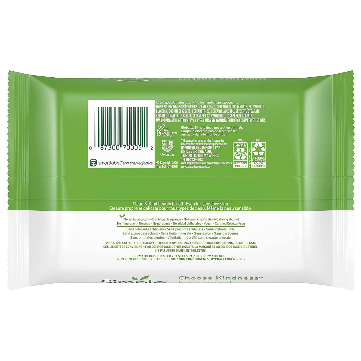 Kind To Skin Cleansing Makeup Remover Wipes, 2 pc