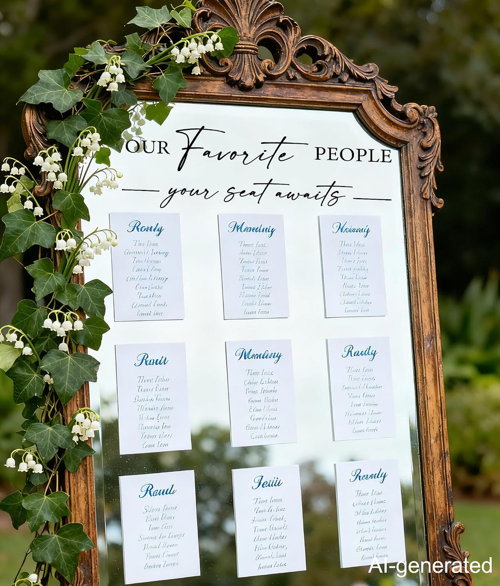 Wedding Seating Chart Decal - Welcome to Our Wedding Mirror Decal, Seating Chart Board Black