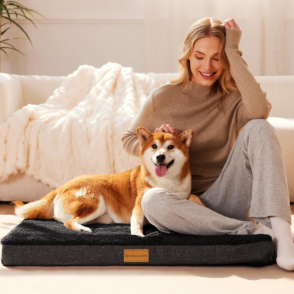 Orthopedic Dog Bed Large Sized Dog 36''X24'',Soft Waterproof Egg Crate Foam Medium Pet Crate Beds Mat with Removable