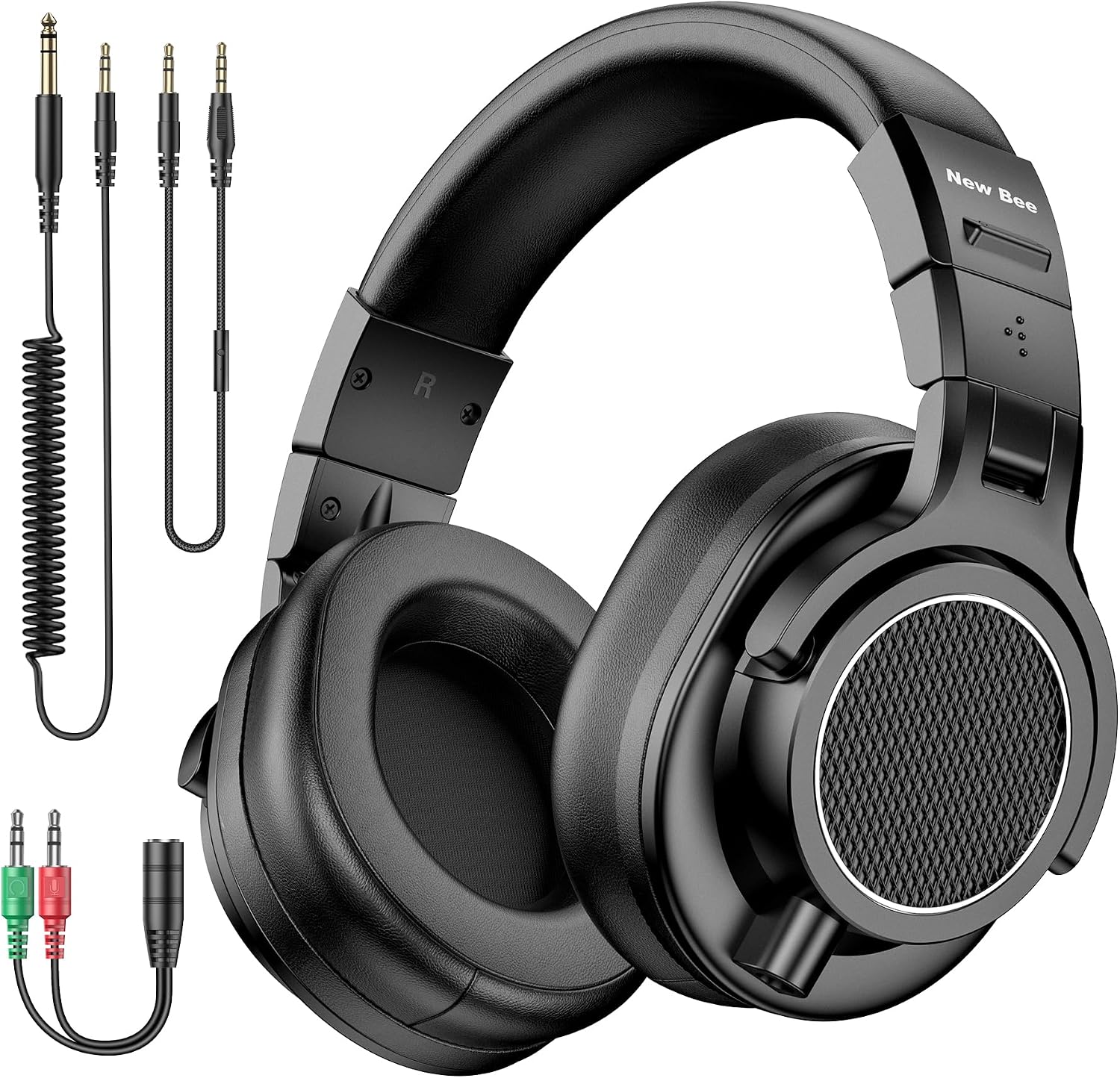 Wired Over Ear Headphones, Studio Headphones with 50mm Drivers and 6.35mm & 3.5mm Jack DJ Headphones for Studio