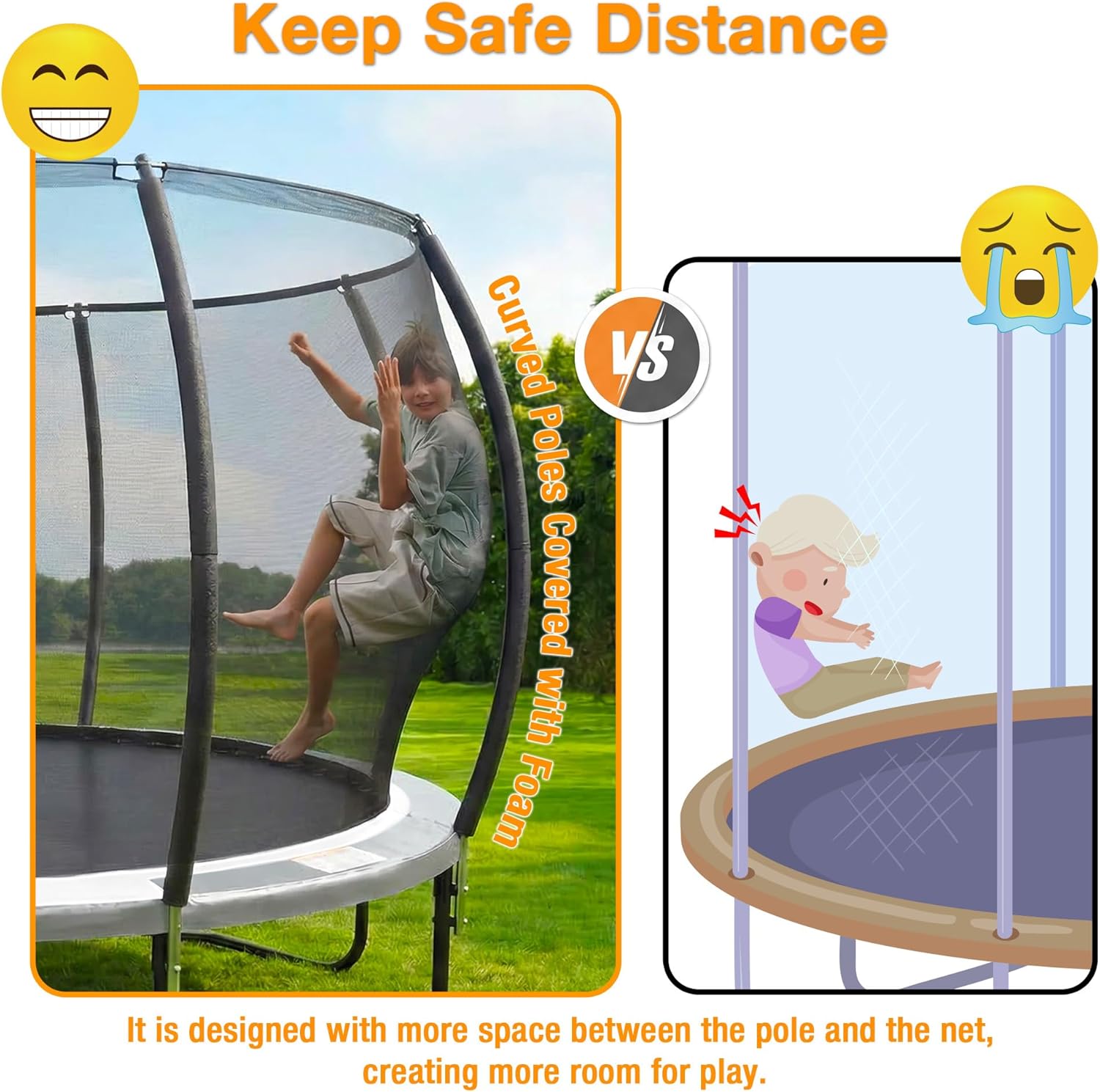 Outdoor Trampoline Recreational Trampolines with Anti-Rust Coating, Enclosure Net, Light+Sprinkler, Ladder, Wind