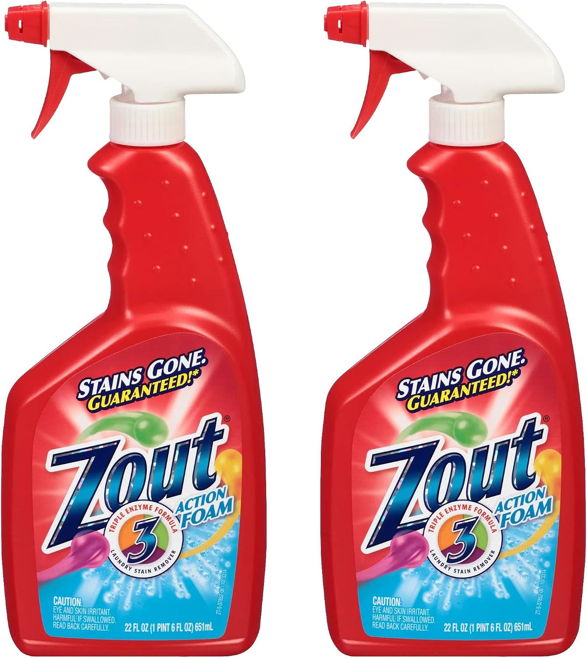 Laundry Stain Remover Spray, Triple Enzyme Formula, 22 Ounce Bottles, 2-Pack