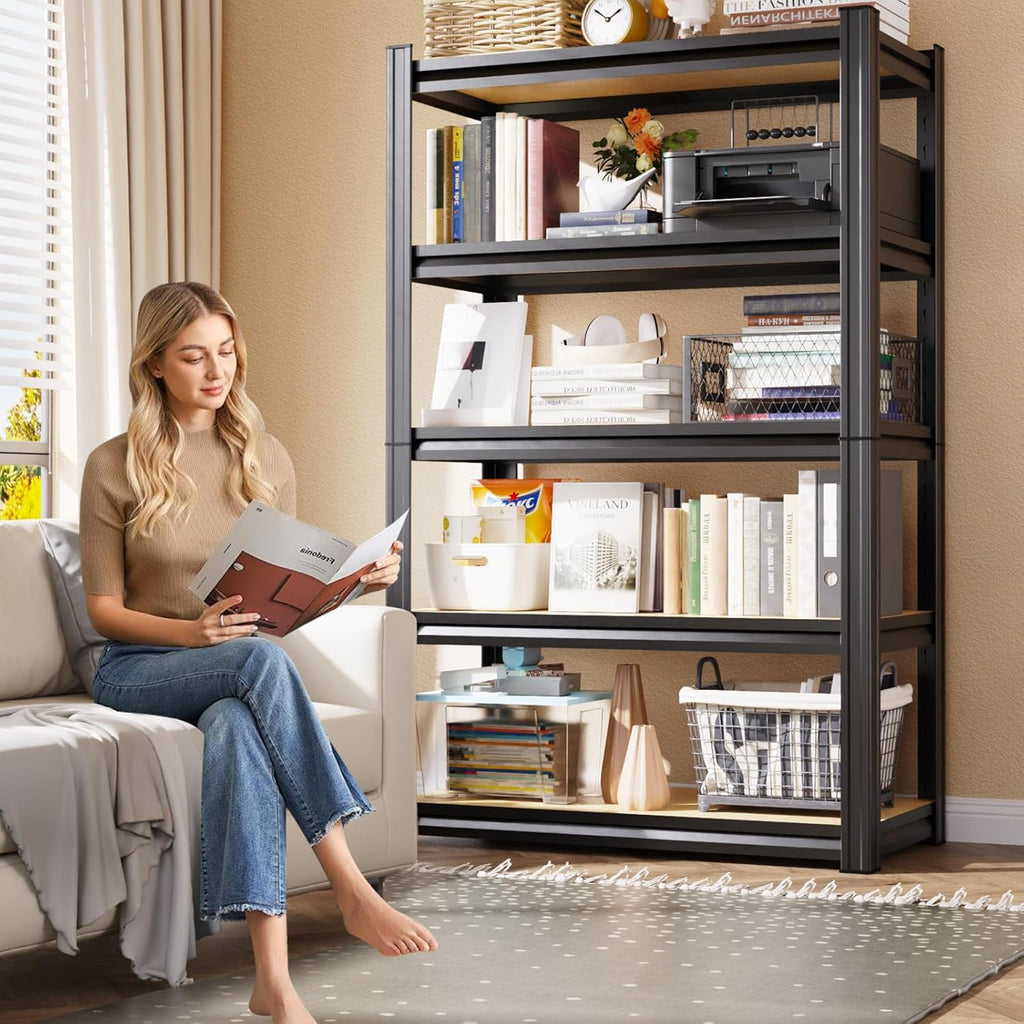 Garage Shelving for Home & Workshop Organization, 5-Tier Adjustable Metal Storage Rack for Tools, Storage Bins &