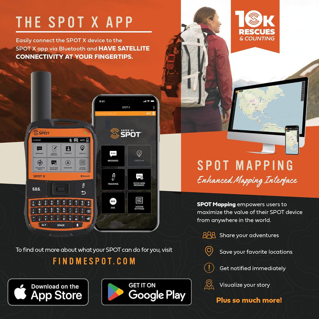 Spot X with Bluetooth 2-Way Satellite Messenger | SOS Protection, Handheld Portable 2-Way GPS Messenger for Hiking
