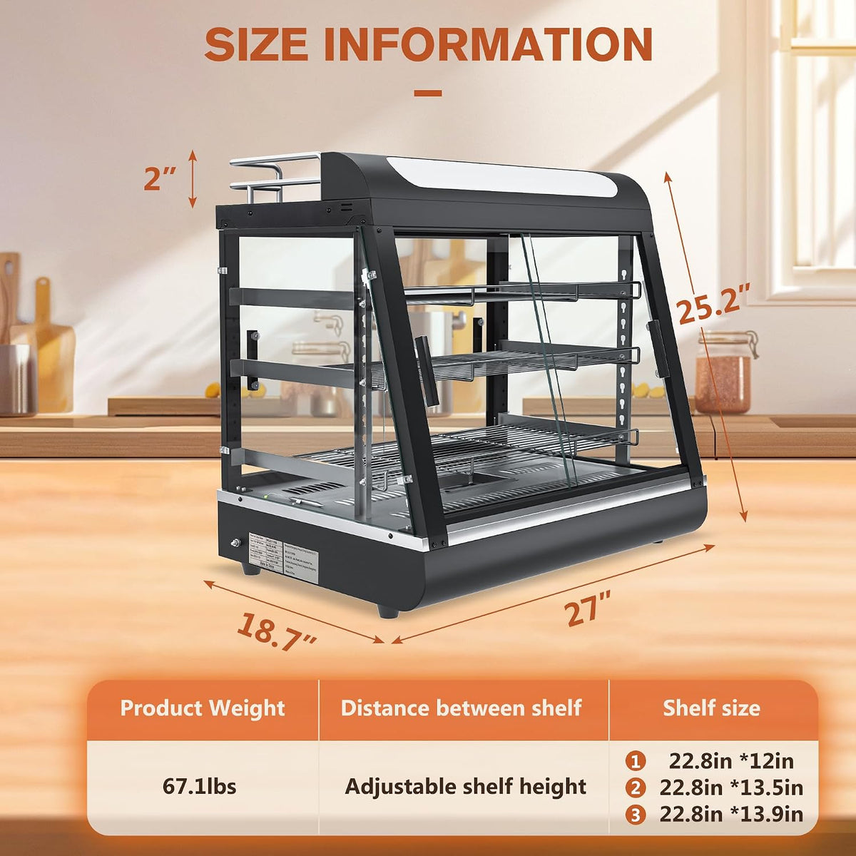 27" Countertop Food Warmer w/top Holder