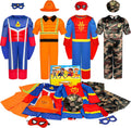 Boys Muscle Dress up Trunk: Superhero Construction Worker Military Costume | Kids Pretend Role Play Costumes Set
