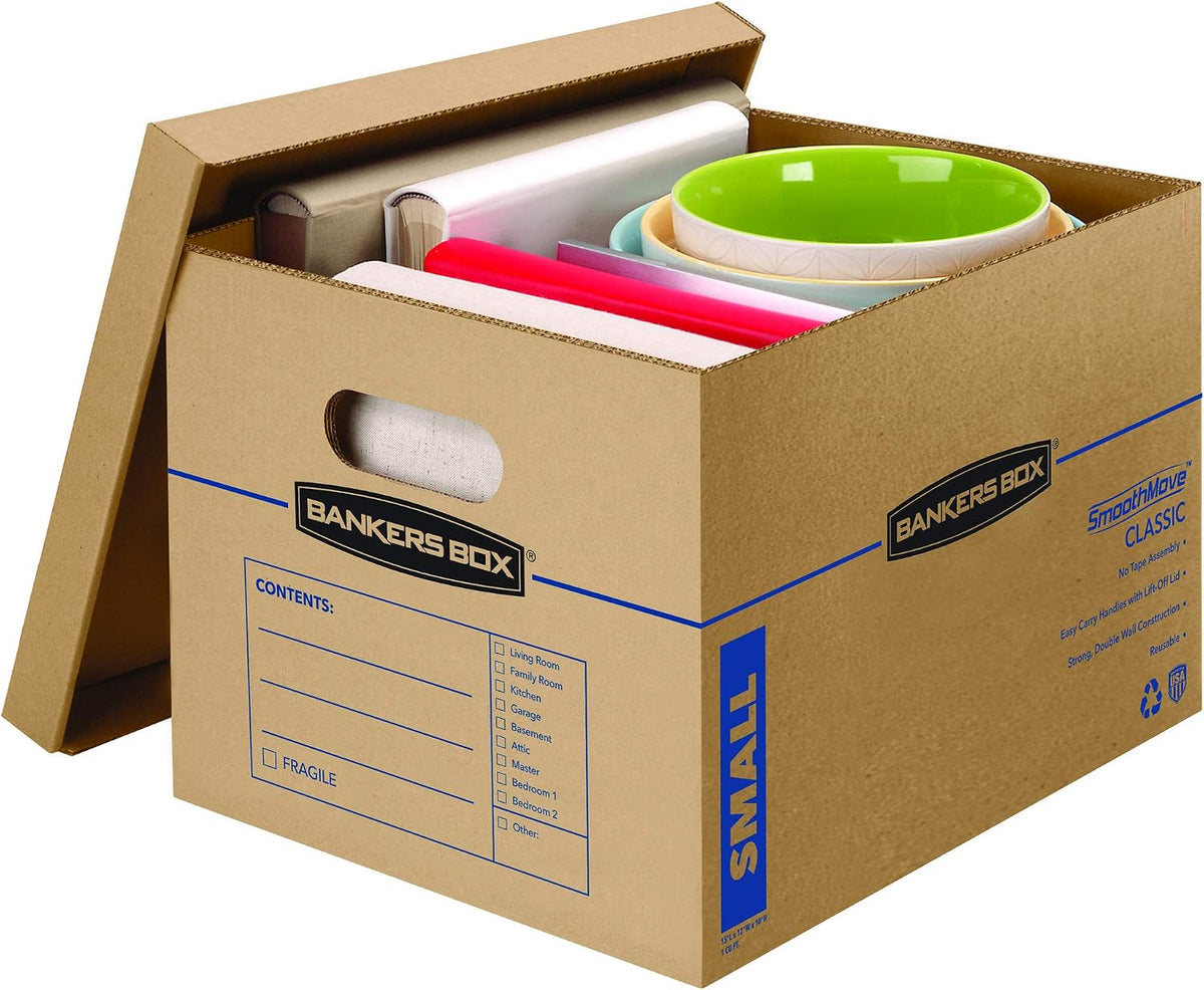 5-Pack Small Classic Moving Boxes with Reinforced Handles
