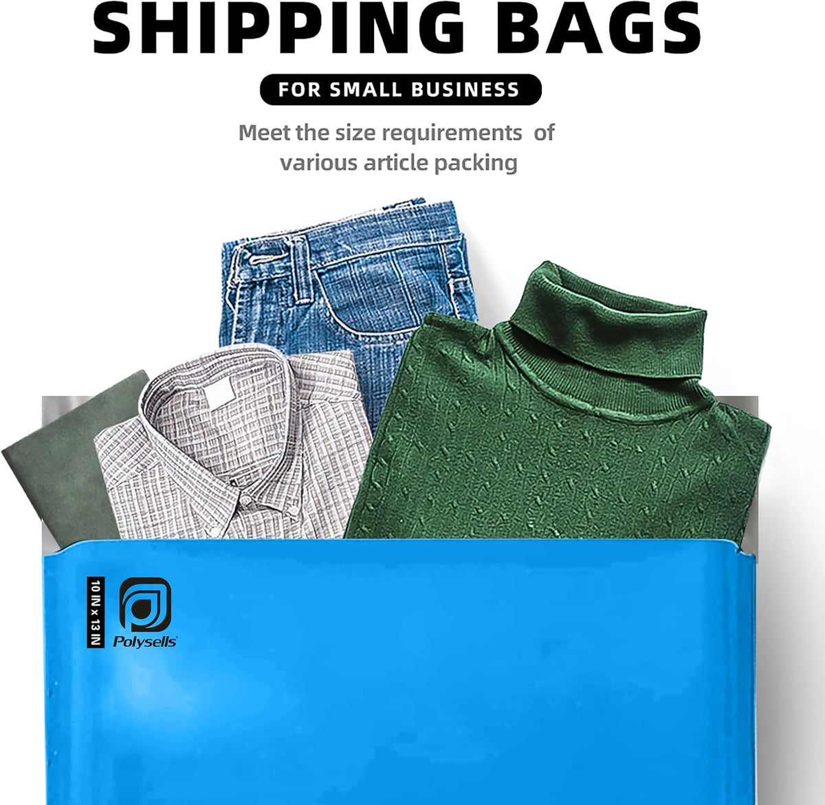 200 pcs 10x13 Inches Blue Poly Mailers Shipping Envelopes, Strong Adhesive Sealing, Waterproof, and Tear-resistant