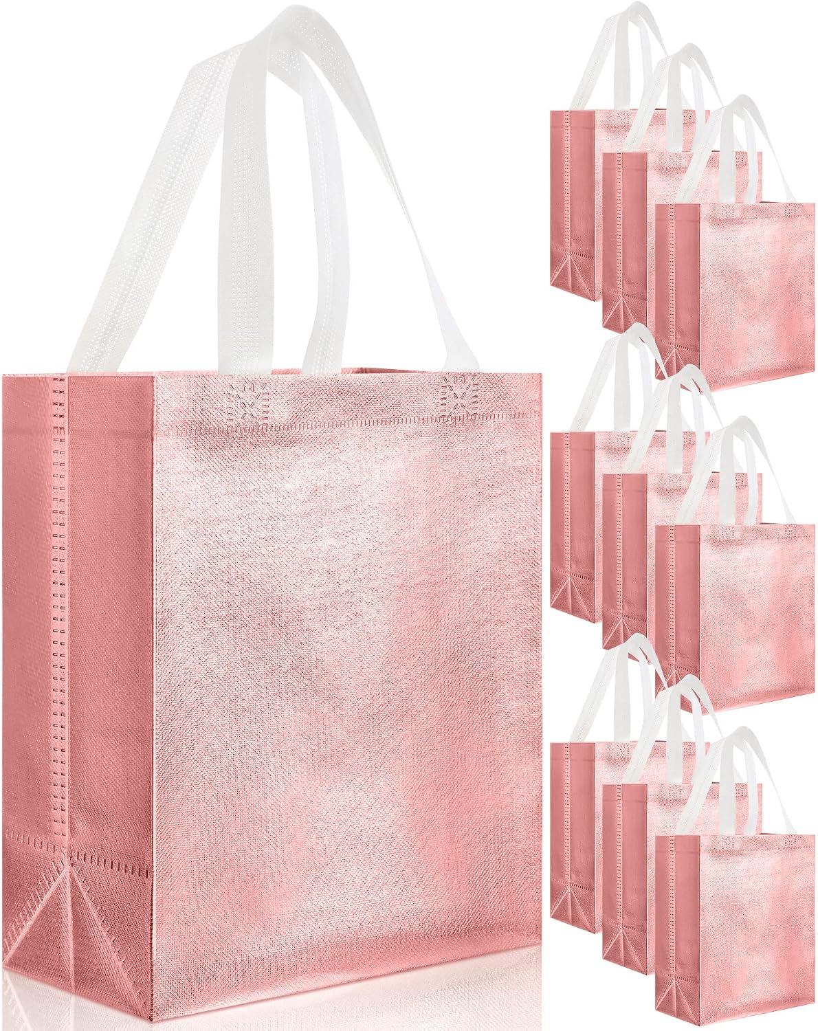80 Pcs Reusable Gift Bags, Medium, Rose Gold