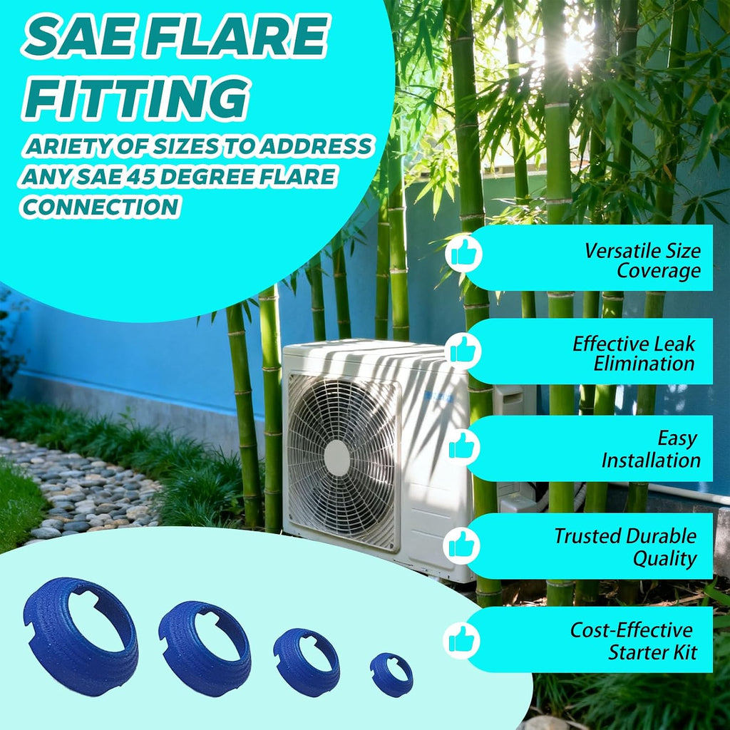 40 Pack Leak Free SAE Mini Split Flare Seal Kit (1/4", 3/8", 1/2", 5/8")