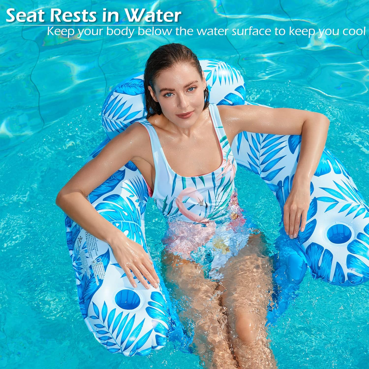 Inflatable Pool Float Chair - 2Pack Floating Pool Chair Lounge Floats for Swimming Pool Water Chair Pool Lounger with