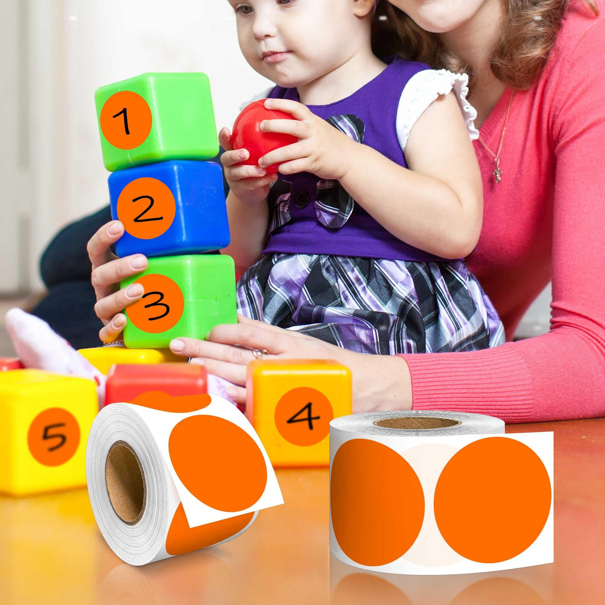 2 inch Round Color-Code Dot Sticker Label, 4 Roll 2000PCS Orange Sticker
