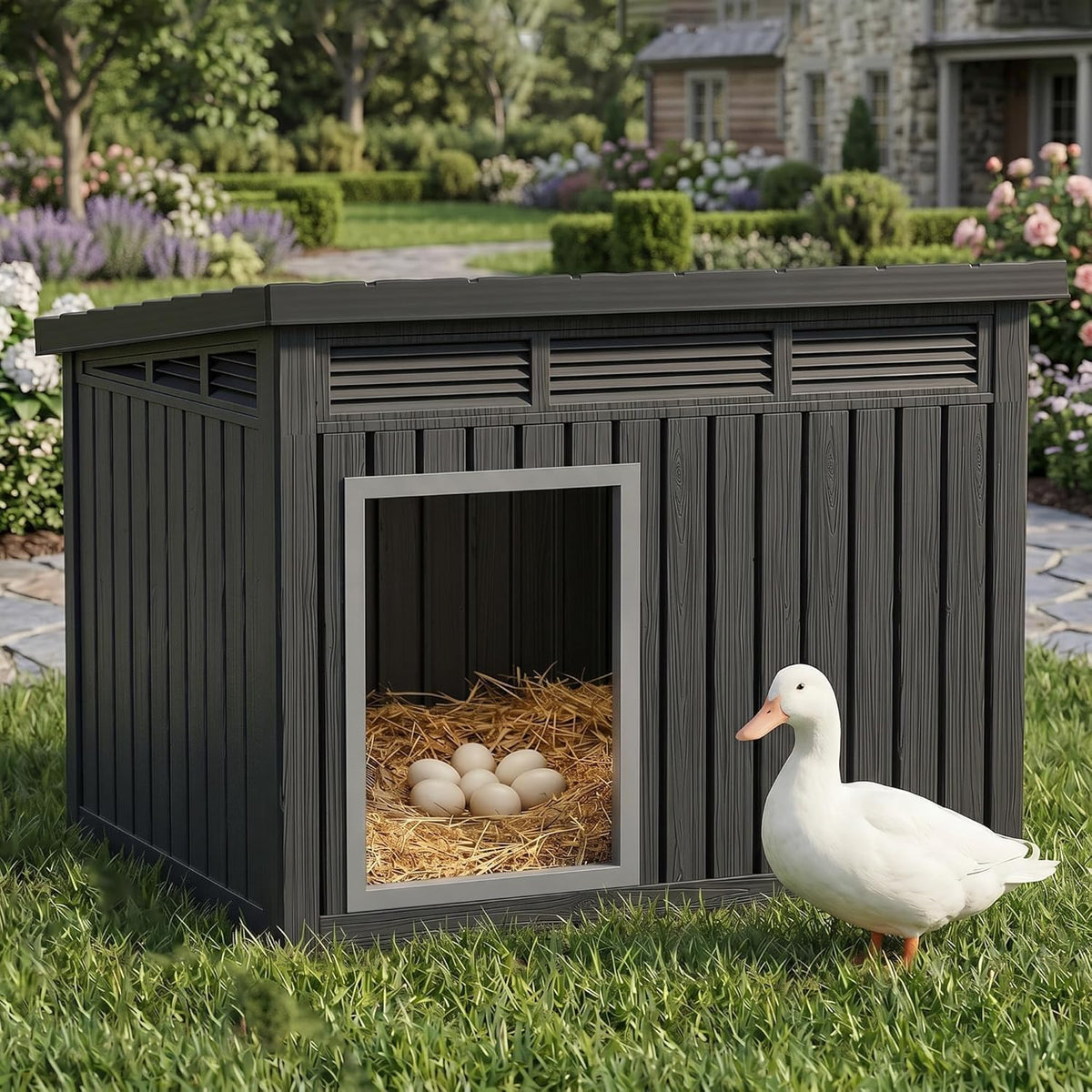 Outdoor Duck Chicken House, Black