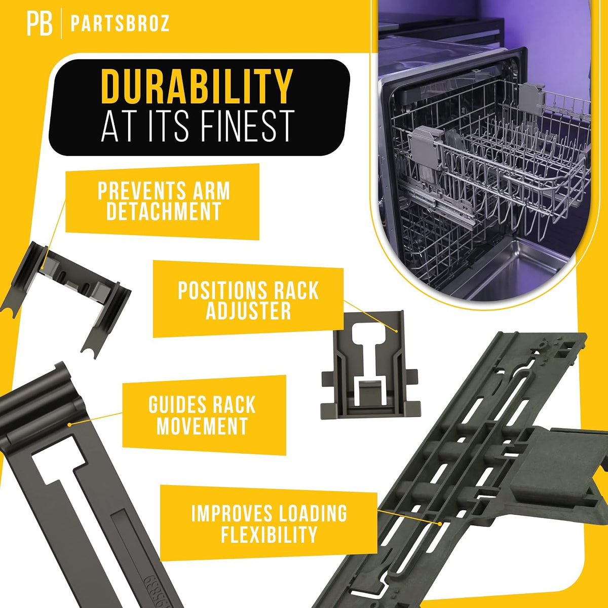 Dishwasher Top Rack Adjuster for Maytag MDB8989SHZ0