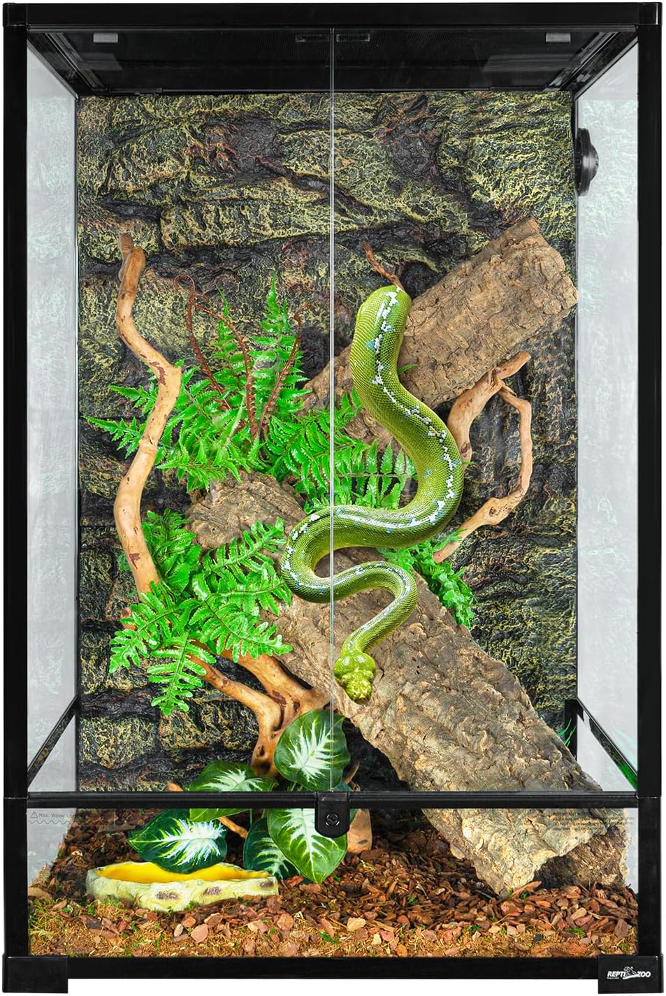REPTIZOO 90 Gallon Reptile Terrarium 24" x 24" x 36" Large Glass Reptile Tank, Tall Terrarium with Front Opening Door