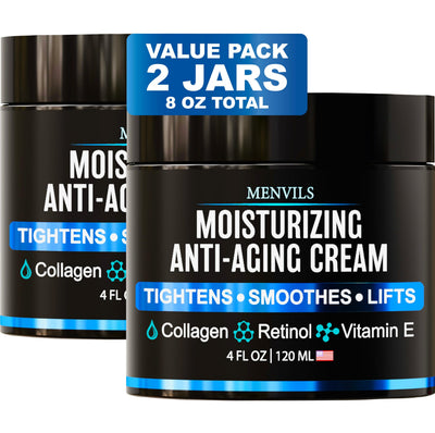 (2 Pack) Mens Face Moisturizer Cream - 8 OZ - Anti-Aging & Wrinkle Cream
