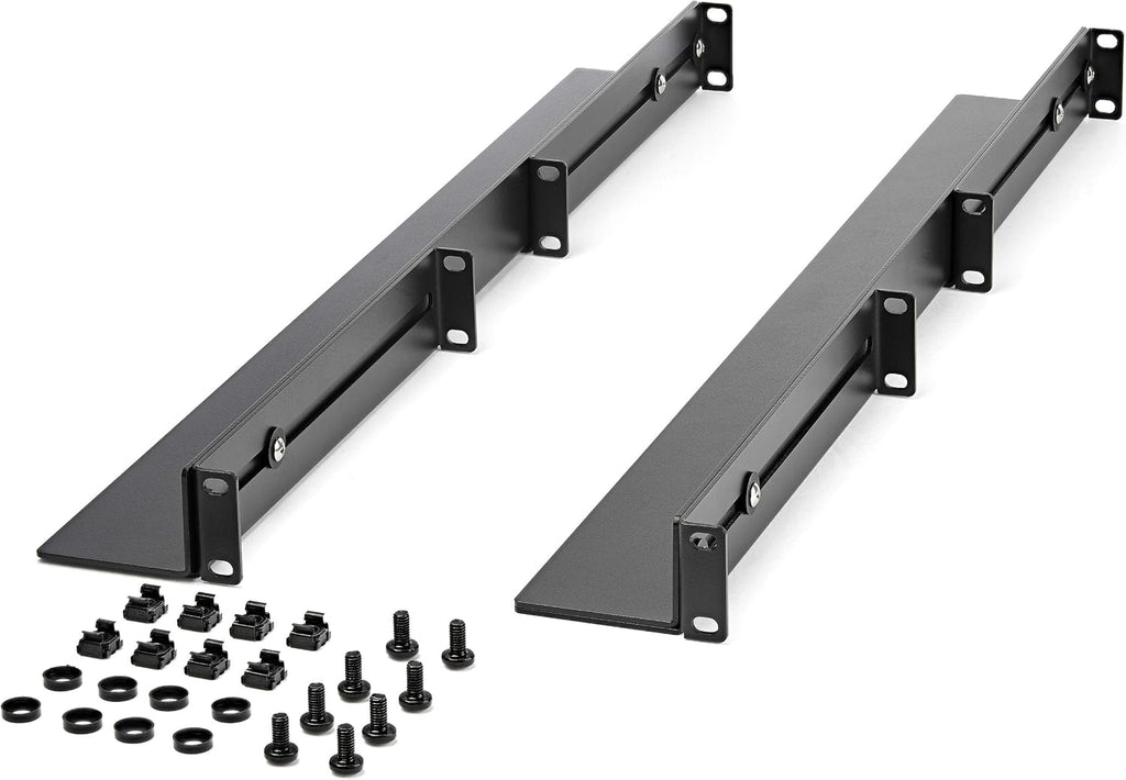 StarTech 1U 4-Post Rack Rails, 19in, 24-36in, 200lb/90kg, Cold-Rolled Steel, Black