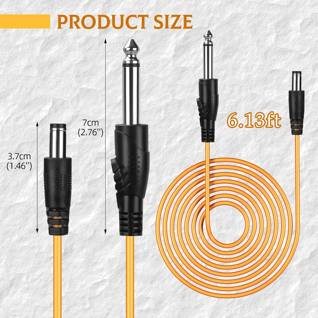 Tattoo DC Connector Clip Cords 6.13ft Silicone Wire Cord for Motor Machine Power Supply Orange