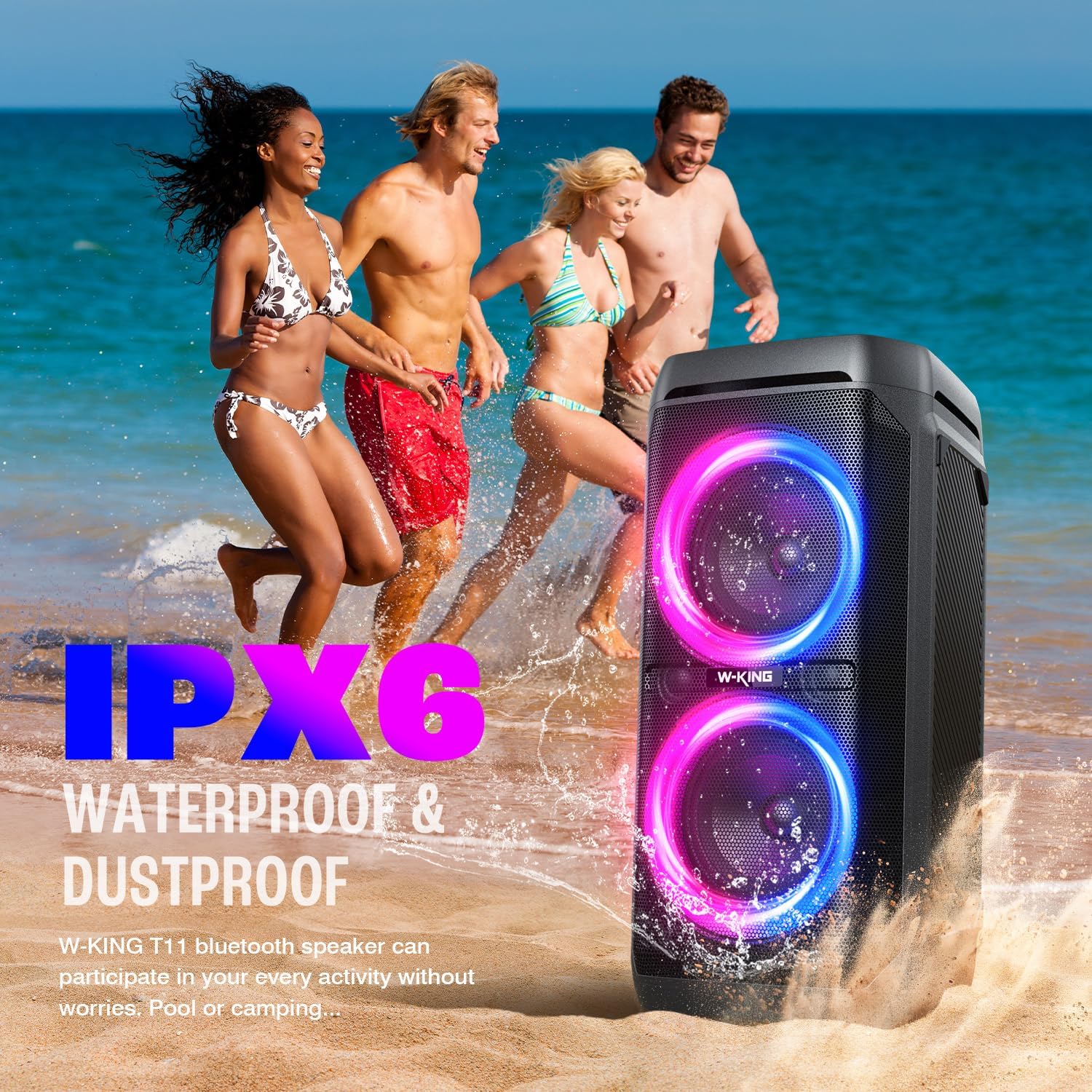 Portable Bluetooth Speaker 240W, Loud Boom Box with Deep Bass Subwoofers, IPX6 Waterproof Party Outdoor Speaker