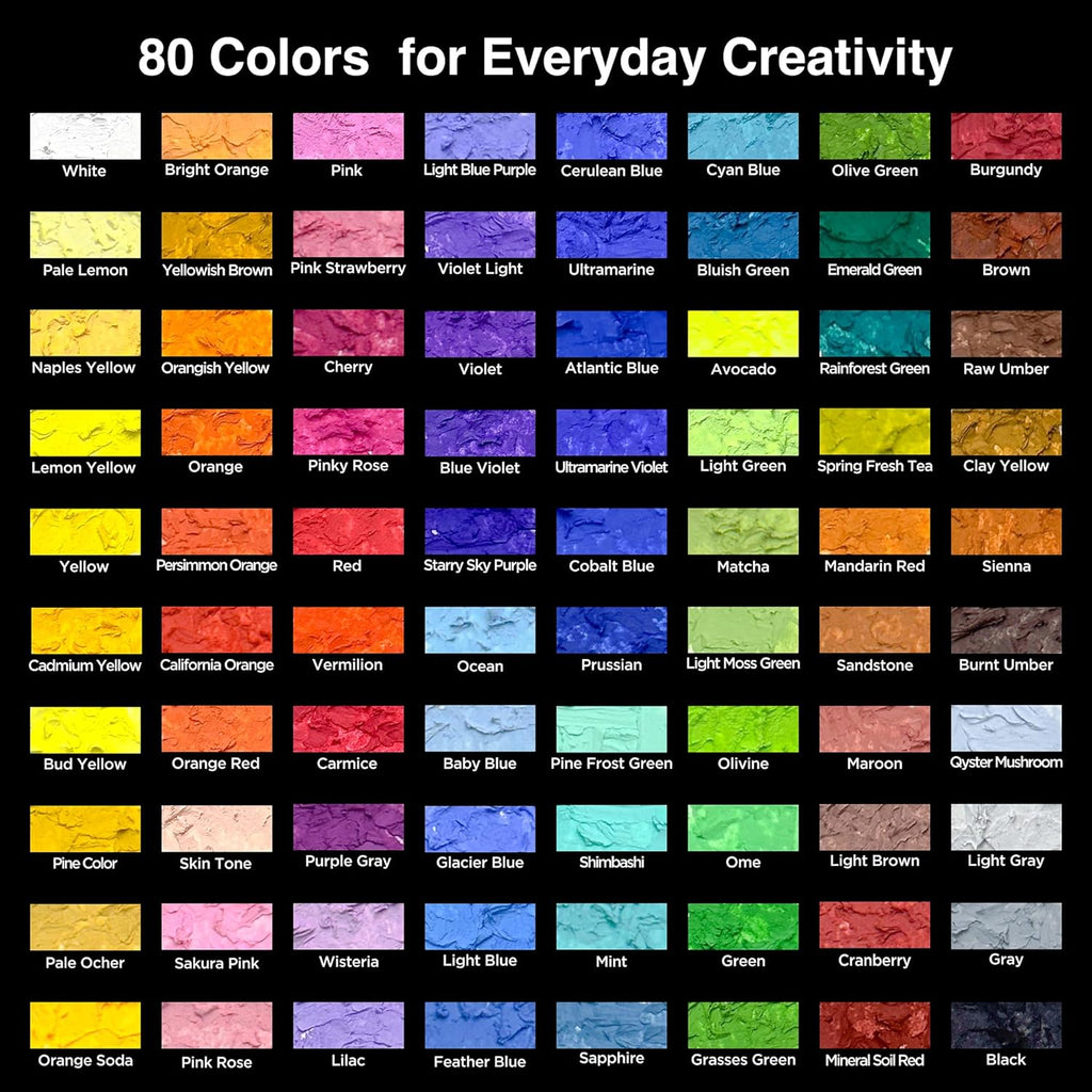80 Colors Oil Pastels Art Set, Premiun Ultra-Soft Creamy Pastel for Drawing, Blending, Shading for Professional