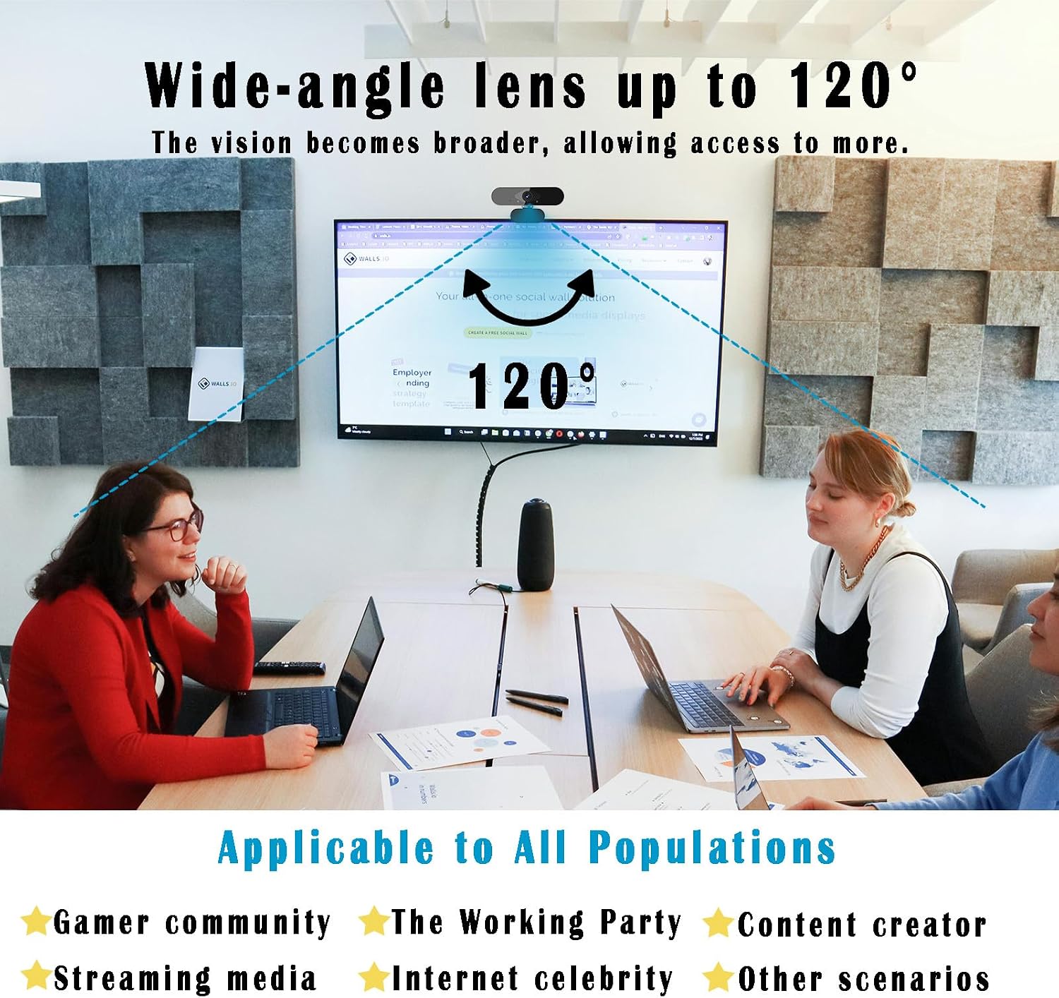 1080P Webcam for PC/Laptop, USB Webcam with Microphone, Noise Cancellation, Support Beauty, Plug & Play with Auto