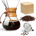 Pour Over Coffee Maker, 8 Cup Borosilicate Glass Pour Over Coffee Dripper with Reusable Stainless Steel Filter